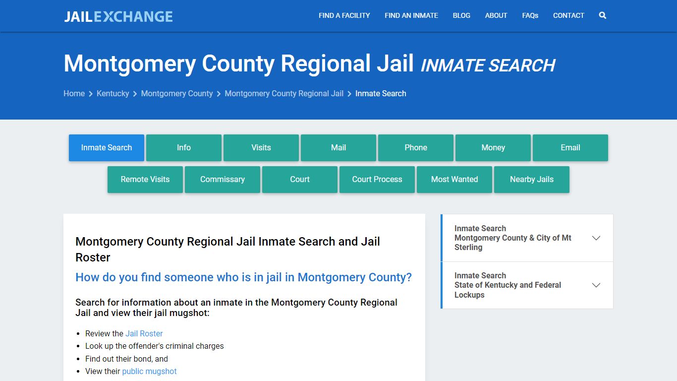 Montgomery County Regional Jail Inmate Search - Jail Exchange